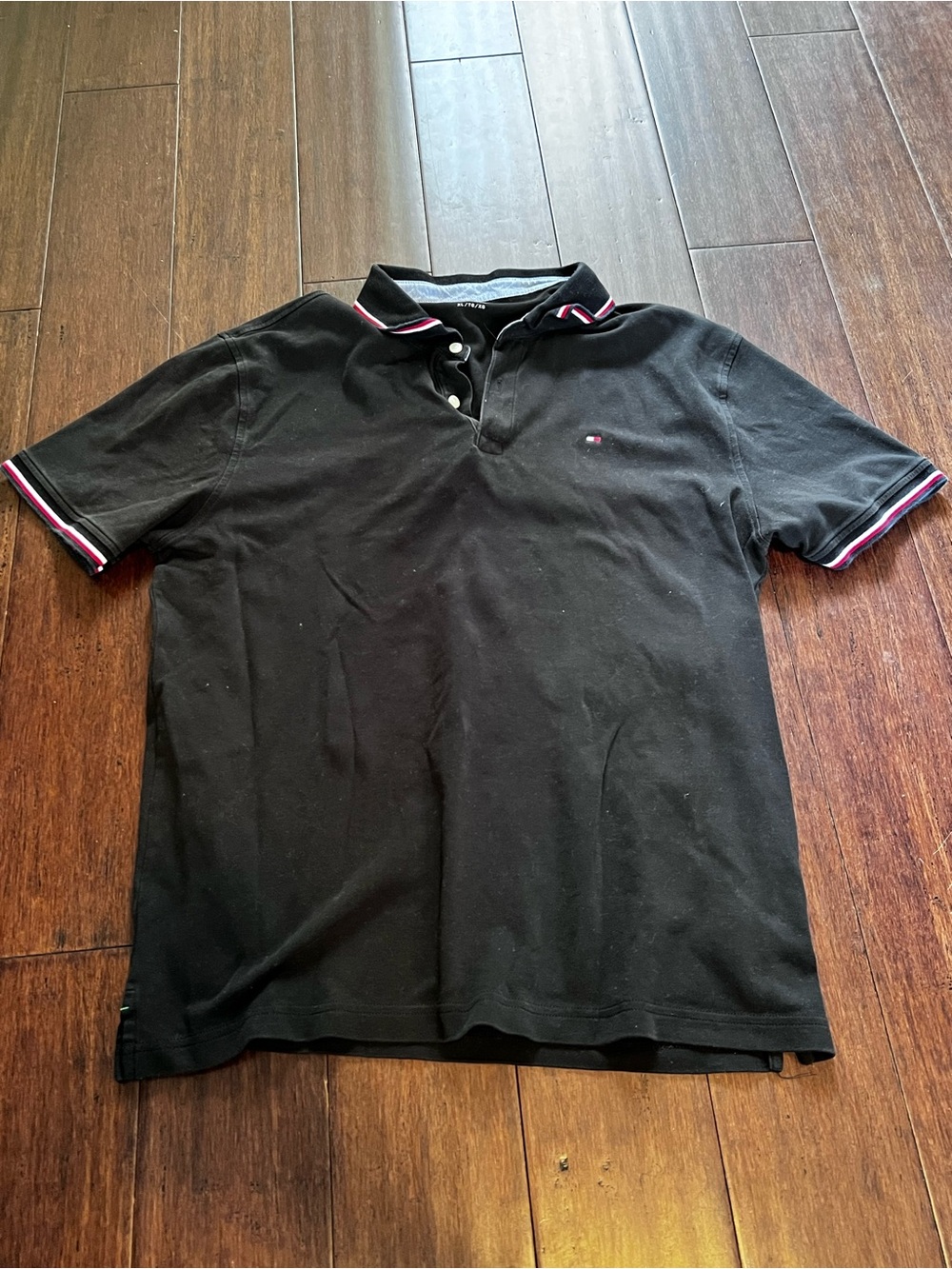 Tommy Hilfiger Black Polo with Red & White Trim